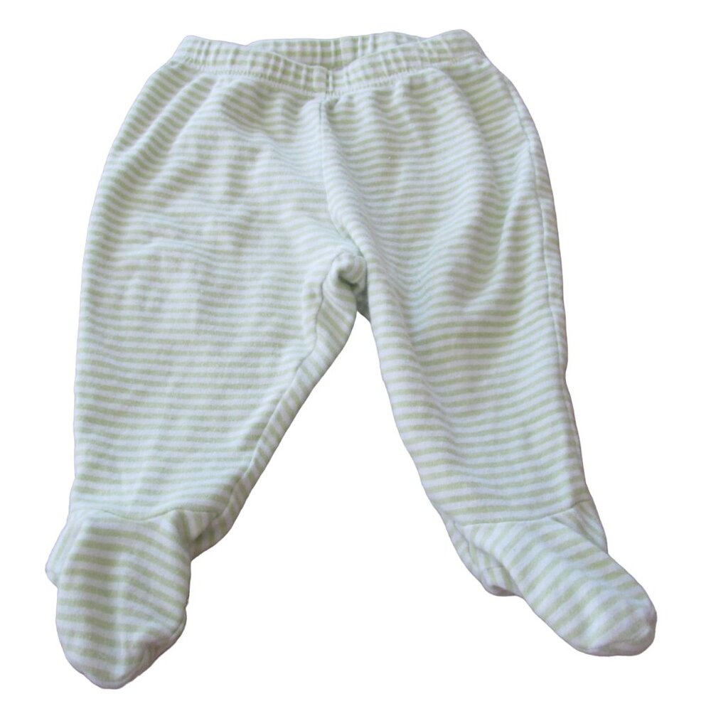 First Moments Pull On Sweatpants Infant Boys 6M Green Striped Elastic Joggers